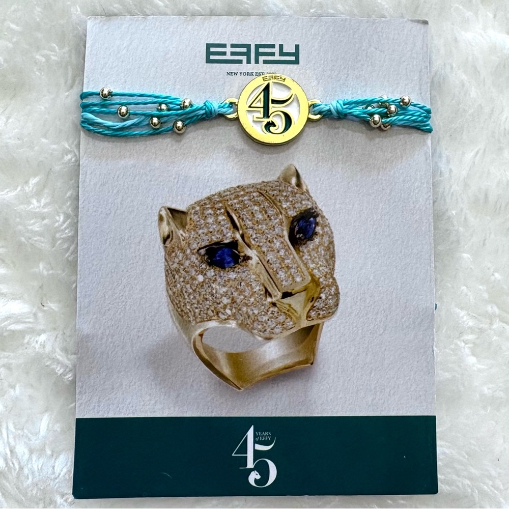 New Effy 45th Anniversary Teal Royal Rope Adjustable Bracelet